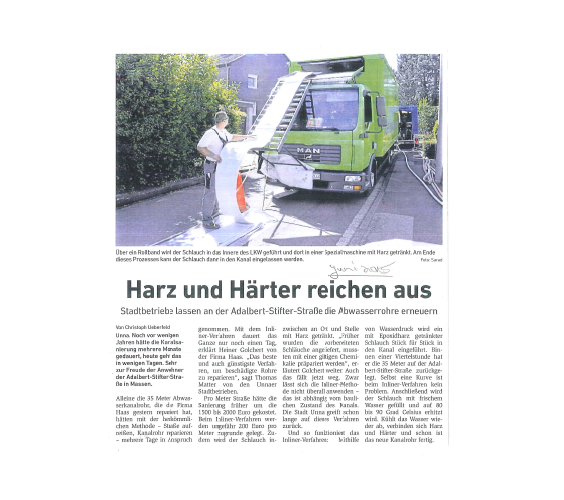 Zeitungsartikel Inliner im Kanal Haas Stuttgart, Ludwigsburg & Region